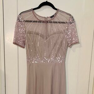 Mauve Sequined & Beaded Formal Dress - Size US 4